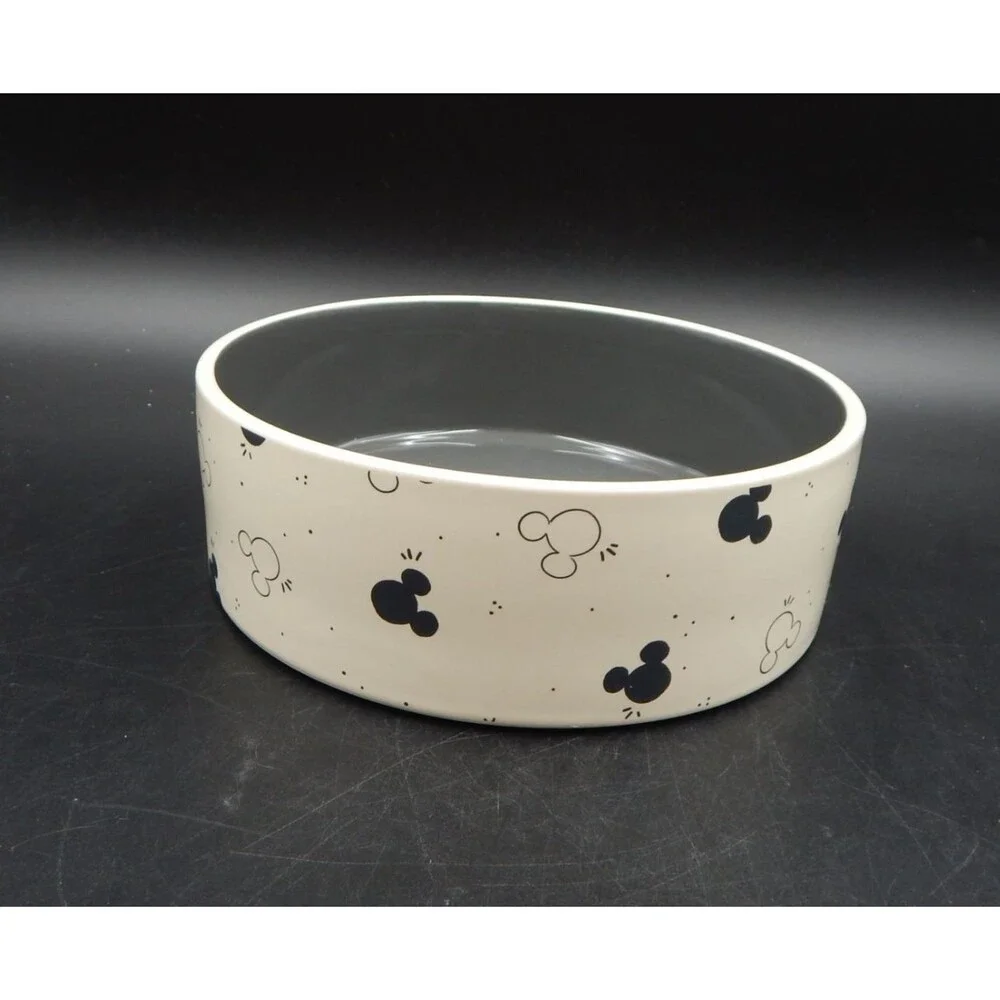 Disney Mickey Mouse Watercolor Silhouette Non-Skid Ceramic Pet Bowl 40 Oz Grey